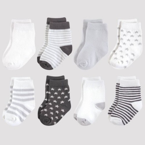 Touched by Nature Baby 8pk Organic Cotton Socks, Color: Charcoal, Size: 0-6M