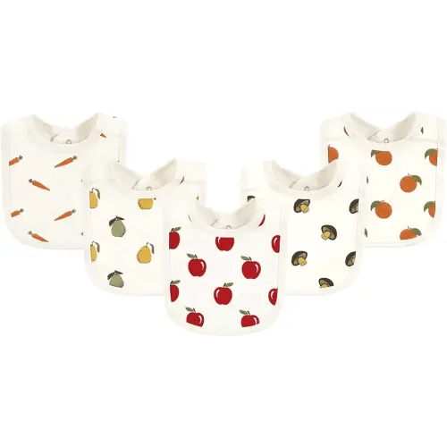 Organic Cotton Bibs, 5-pack, Fruits & Veggies