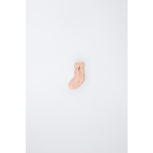 EMBROIDERED EYELET SOCKS - Peach | ZARA United States