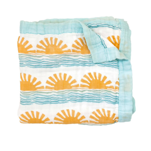 Sun + Wave 6-Layer Bamboo Blanket | Ocean Nursery Decor – Coca + B.