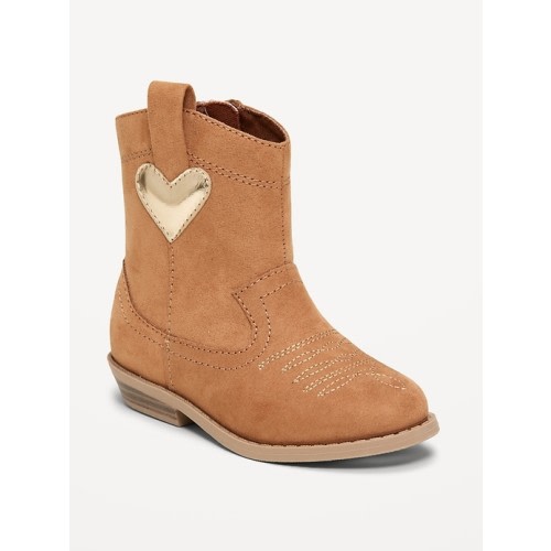 Faux-Suede Side-Zip Western Boots for Toddler Girls
