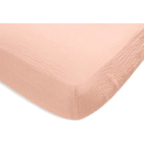 SwaddleDesigns Softest Cotton Muslin Fitted Crib Sheet, Toddler Sheet for Boys & Girls, Fits Standard Crib Mattress (28 x 52 inches), Peach Blush