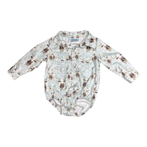 Baby Boys' Shea Baby Longhorn Pearl Snap Long Sleeve Onesie