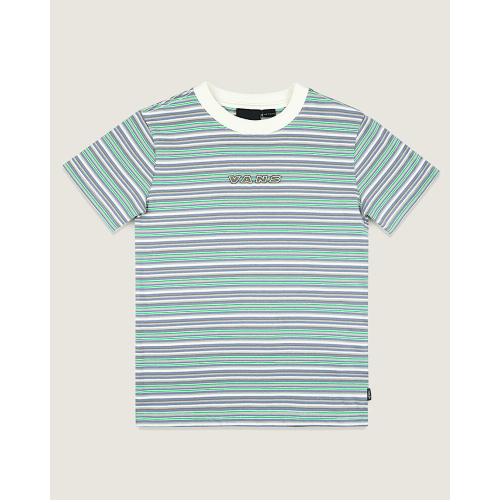 Little Kids Cameron Check Stripe Knit Shirt in Marshmallow White / Glacial Slate Blue | Vans