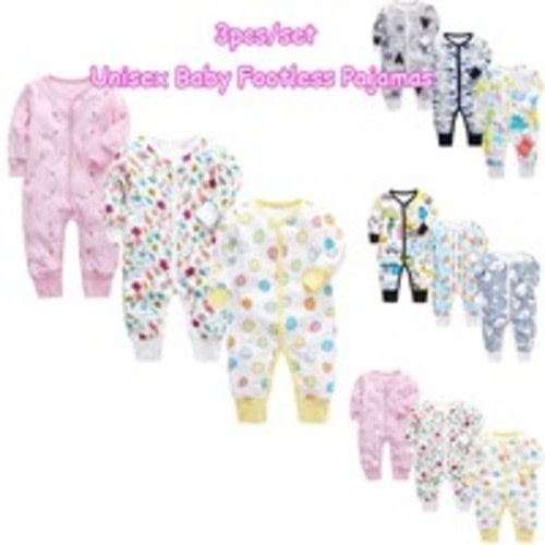 Newborn Baby Boy Girl Footless Pajamas 3-Pack Cotton One-Piece Coveralls Jumpsuits Sleeper Romper | Wish