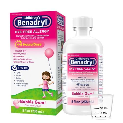 Children's Benadryl Dye-Free Allergy Liquid - Diphenhydramine HCl - Bubble Gum - 8 fl oz
