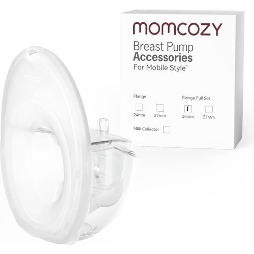 Momcozy Full Set Collector Cup Only Compatible with Momcozy Mobile Style | M6 NOT for Others. Original Mobile Style | M6 Breast Pump Replacement Accessories DoubleFit Flange 24mm