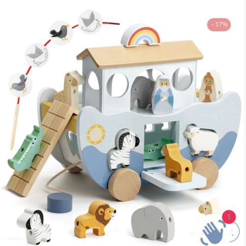 Wooden Noah's Ark Toy for Montessori Learning