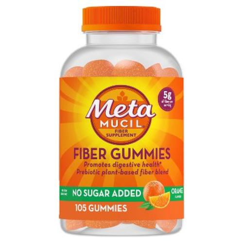 Metamucil Fiber Supplement No Sugar Added Gummies - Orange - 5g Fiber Per Serving - GLP-1 Friendly Fiber - 105ct