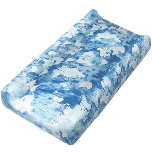 HonestBaby Boys Organic Cotton Changing Pad Cover, Watercolor World, One Size