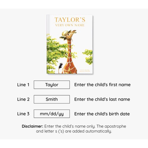 My Very Own Name Giraffe Personalized Book
