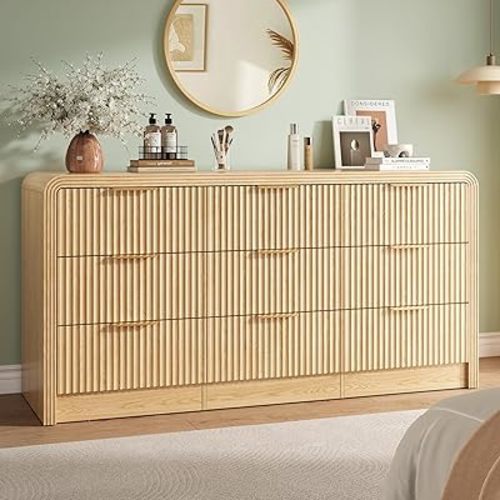 Decofy Fluted 9 Drawers Dresser, 63'' Wide Chest of Drawers for Bedroom