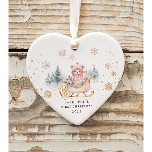 Baby Girl's First Christmas Ornament - Personalized First Christmas Keepsake - Baby's First Christmas 2025