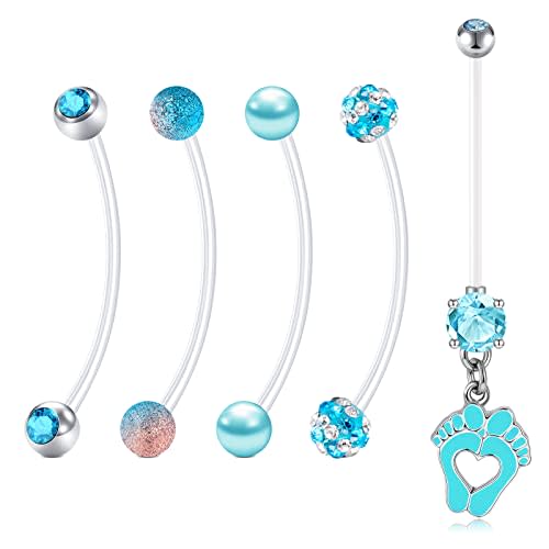 Anicina 14G Flexible Clear Acrylic Pregnancy Belly Button Ring Personalized Dangle Pregnancy Maternity Belly Rings 22/25/32/35/38mm