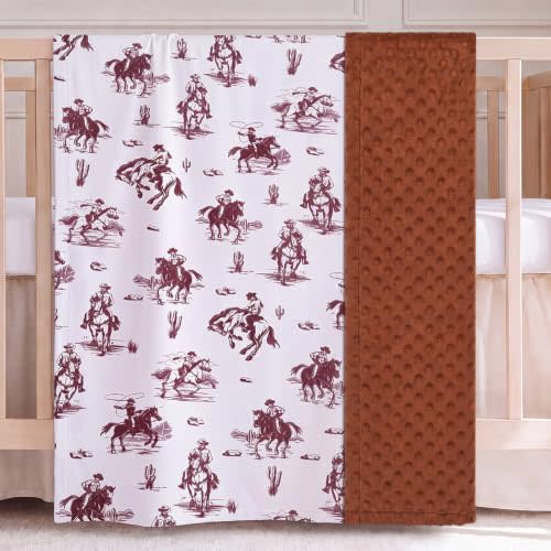 Tegeme Brown Western Baby Blanket Cowboy Blankets Western Stuff for Newborn | 30 x 40 Inches Baby Receiving Soft Blankets for Boys Girls Warm Lightweight Nursery Western Stuff for Toddlers Son Daughter