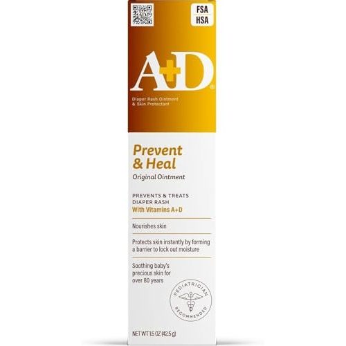 A+D Original Diaper Rash Ointment, Baby Skin Protectant with Lanolin and Petrolatum, Seals Out Wetness, Helps Prevent Diaper Rash, 1.5 Ounce Tube, Packaging May Vary | Treats Diaper Rash, Moisturizing Protectant with Vitamins A and D, Healing Ointment ...