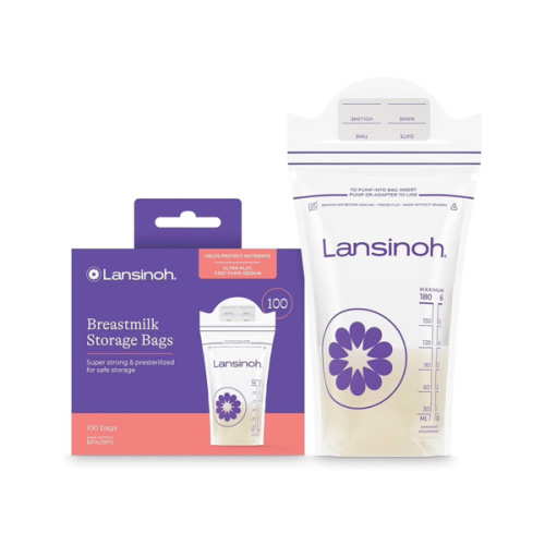 Lansinoh Breastmilk Storage Bags, 100 Count, Baby Essentials, Fast Freeze & Thaw Breast Milk Bags for Baby Bottle Feeding, Superior Strength & Stretch, 6 Ounce