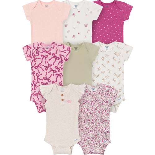 Gerber Baby Neutral Short Sleeve Onesies, 8-Pack, Sizes 0/3 Newborn - 12 Months