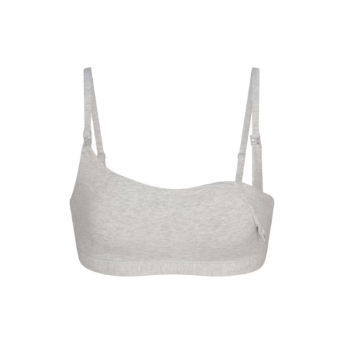 COTTON JERSEY MATERNITY NURSING SCOOP BRALETTE 2-PACK | LIGHT HEATHER GREY