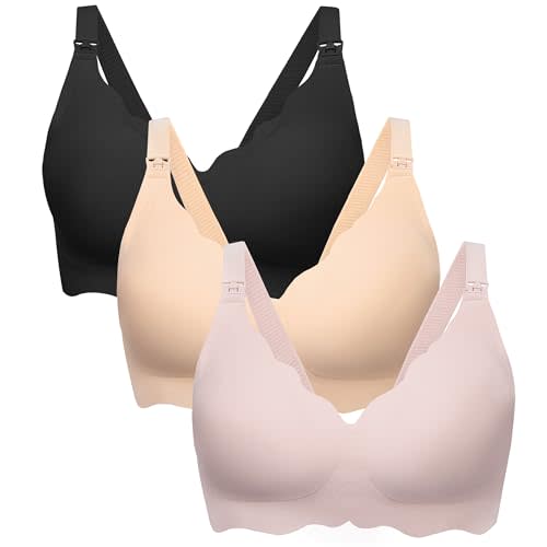 Angelhood Nursing Bras for Breastfeeding Ultra Comfort Seamless Maternity Bra Pack Wireless Pregnancy Bralette Bra Extender