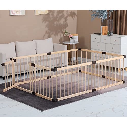 Baby Playpen,Playpen for Babies and Toddlers, Wooden Baby Playpen,79x71 Baby Playpen,Baby Play Pen,Baby Play Fence,Baby Play Yards,Baby Activity Center (180x200CM)