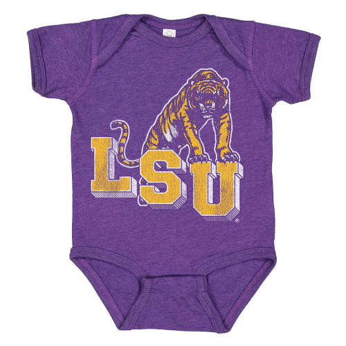 B&B Dry Goods LSU Tigers Retro Step Onesie - Purple