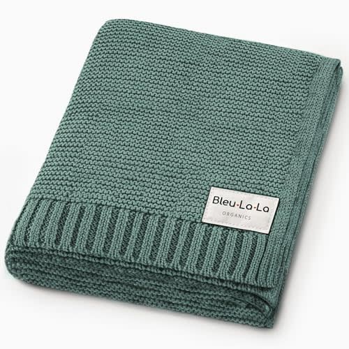 100% Organic Cotton Heritage Knit Textured Baby Blanket - Signature Heritage Knit, Soft Breathable Newborn Baby Blanket (Heritage - Hunter Green)