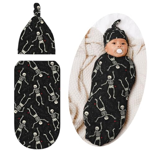 Jarverce Goth Skull Swaddling Blanket, Gothic Unisex Baby Stuff, Goth