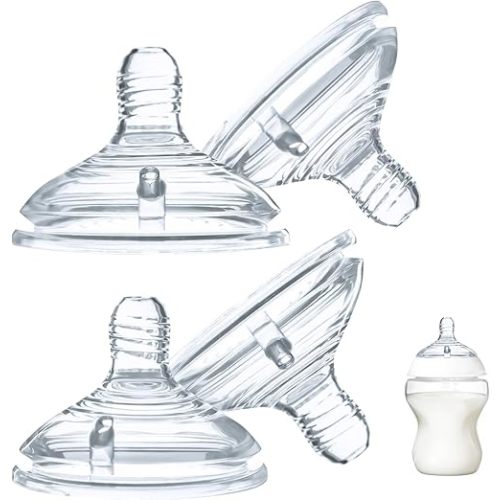4-Count Silicone Bottle Nipples for Natural Start Anti-Colic Bottles & Advanced Anti-Colic Bottles & C to Natural Bottles, Breast-Like, Anti-Colic Valve, Medium Flow, 3m+