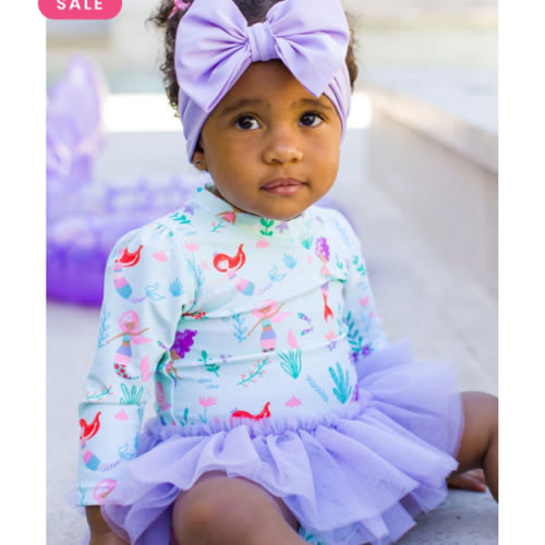 Tulle Skirted One Piece Rash Guard Swimsuit