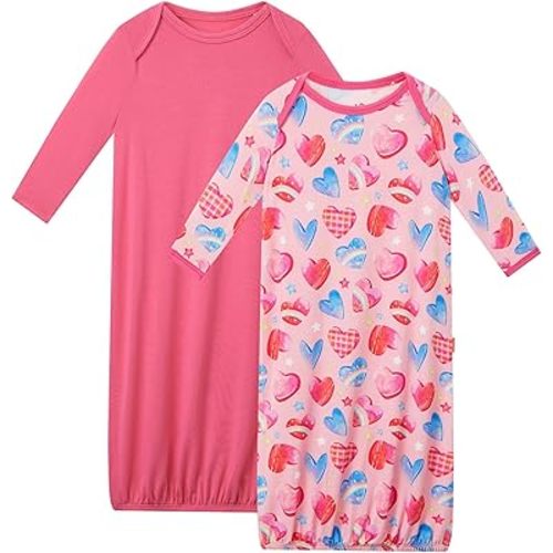 Bamboo Viscose 2-Pack Baby Gowns for Boys and Girls Long Sleeve Infant and Newborn Sleepers