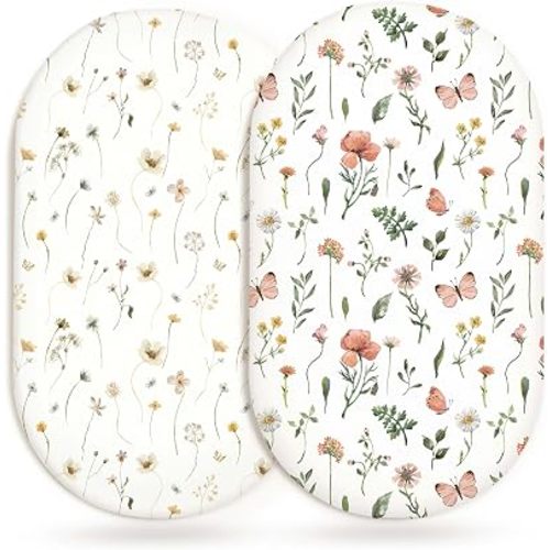 Sábanas ajustadas de cuna para bebés niñas y niños, paquete de 2, sábana ajustada para colchón de cuna rectangular, ovalado, de forma de reloj de arena, transpirable, acogedora y ajuste universal