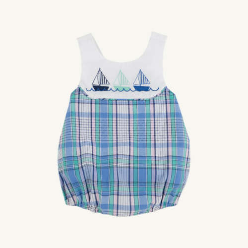 Sandler Sunsuit - Lauderdale Pier Plaid with Worth Avenue White & Sail