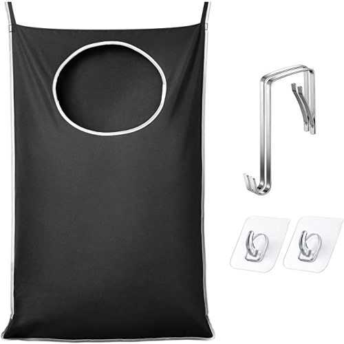 KEEPJOY Hanging Laundry Hamper Bag with 2 Different Types of Hooks, Size 20 x 30 Inch Door Laundry Hamper Storage Bag for Dirty Clothes, Blankets, and Toys (Grey, 1-Pack)