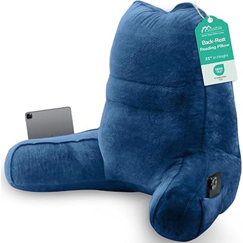 Sasttie Reading Pillow, Pillows for Reading or Relaxing – Ergonomic Support for Head, Neck, Back, and Lumbar, 21-Inch, Navy Blue