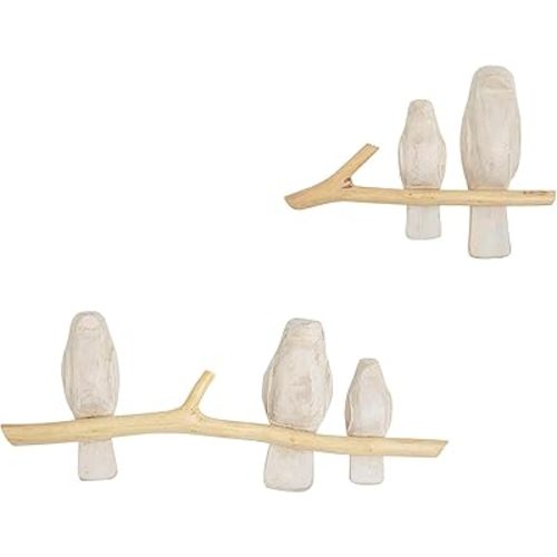 Crane Baby Handcrafted Wooden Bird Wall Decor, 2-Piece Set for Boys or Girls Woodland Nursery Decor, Natural Hand-Carved Wood, Woodland Decor For Nursery
