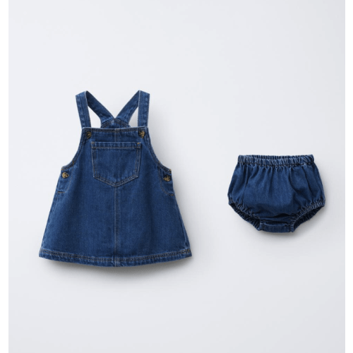 DENIM OVERALL DRESS WITH BLOOMERS - Mid-blue | ZARA United States