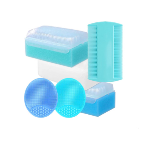 Cradle Cap Brush for Babies - Cradle Cap Treatment | Baby Sponge for Bathing | Baby Brush and Comb Set Newborn | Baby Comb & Scalp Scrubber (Set of 6)