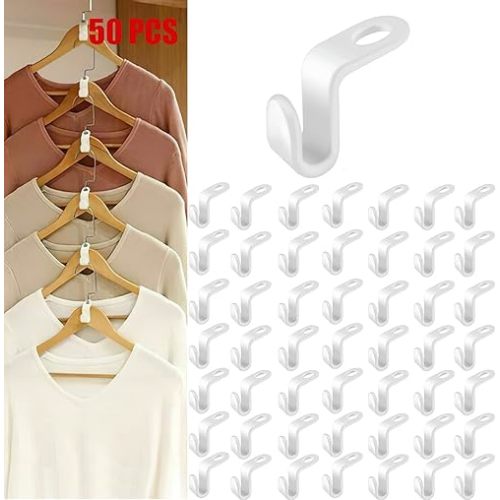 Clothes Hanger Connector Hooks 50PCS Plastic Hooks Cascading Hangers Space Saving Organizer for Heavy Duty Clothes Closet