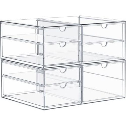 Sorbus 2 Piece 7-Drawer Clear Stackable Storage Organizer - Bathroom, Laundry Room & Home Countertop Drawer System