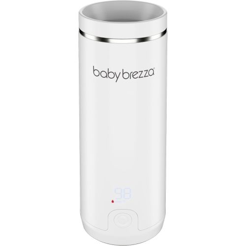 Baby Brezza Portable Baby Bottle Warmer - Breastmilk + Formula Safe, White | 3x Faster Travel Warming, Up to 8 Bottles with 4 Temp Settings, No Bottle Adapters + Safe, Even Heating, Dishwasher Safe