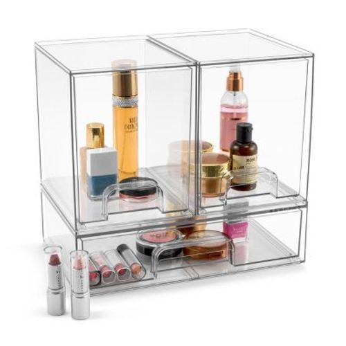 Sorbus 3 Pack Clear Acrylic Drawer Organizers - Makeup Case Pull-Out Drawers (7.6’’ Tall and 12.1’’ Wide)