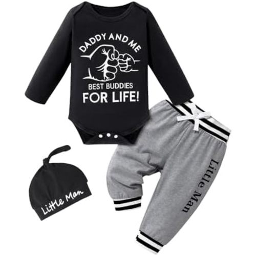 (3-6 mo) Baby Boy Clothes Newborn Infant Baby Clothes Romper + Pants + Hat 3PCS Outfits Set