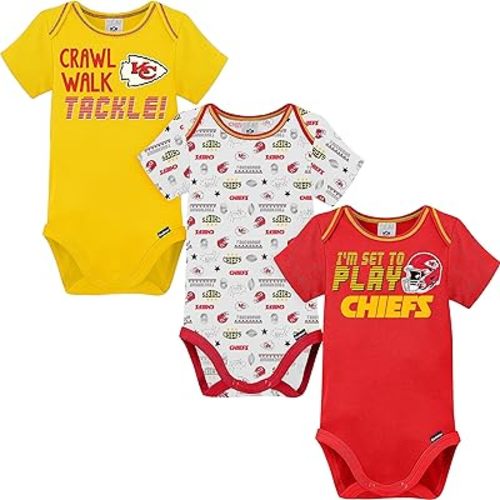 Gerber NFL unisex-baby Nfl Team 3 Pack Short Sleeve Onesie Bodysuit