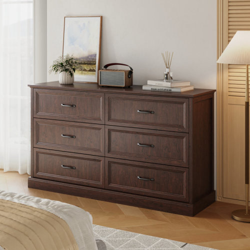 Ophelia & Co. Hava 55" W Modern 6 Drawer Double Dresser for Living Room, Bedroom Dresser with Dressers & Reviews | Wayfair