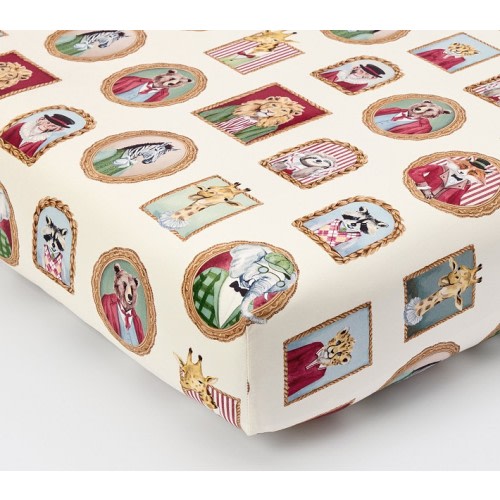 Chris Loves Julia Animal Frames Organic Crib Fitted Sheet