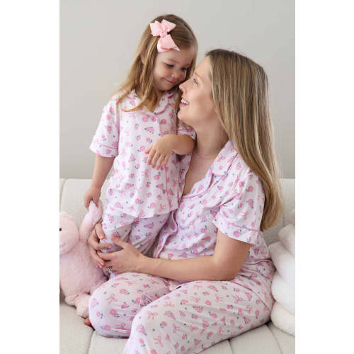 Women's Two Piece Flare Lounge Set | Ribbon & Roses Pink