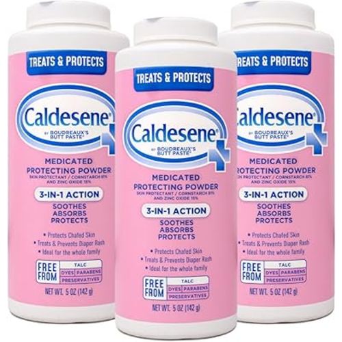 Caldesene Medicated Protecting Powder with Zinc Oxide & Cornstarch-Talc Free, 5 Ounce (3 Pack)