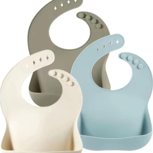PandaEar Set of 3 Silicone Baby Bibs Waterproof, Soft, Unisex, 10-72 Months