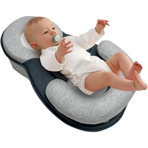 Baby Lounger for Reducing Spit-Up with Safety Strap - Baby Wedge Pillow for Newborn